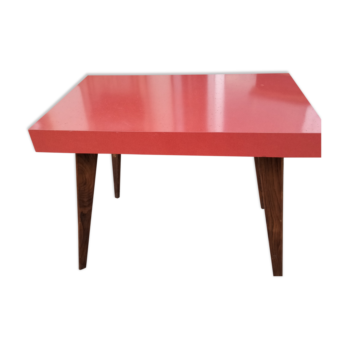 Table formica red foot compass