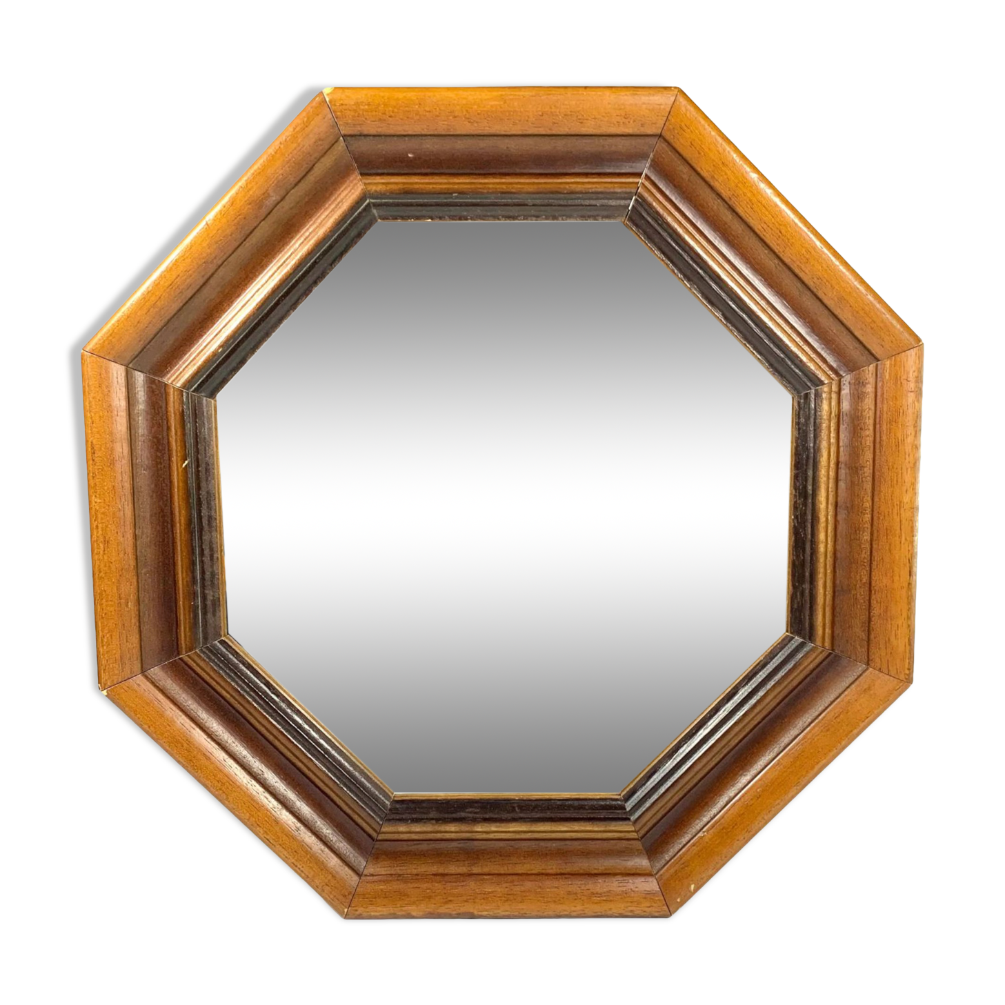 Octagonal mirror in molded wood - French popular work of the twentieth century