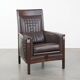 Fauteuil Art Déco en cuir marron foncé