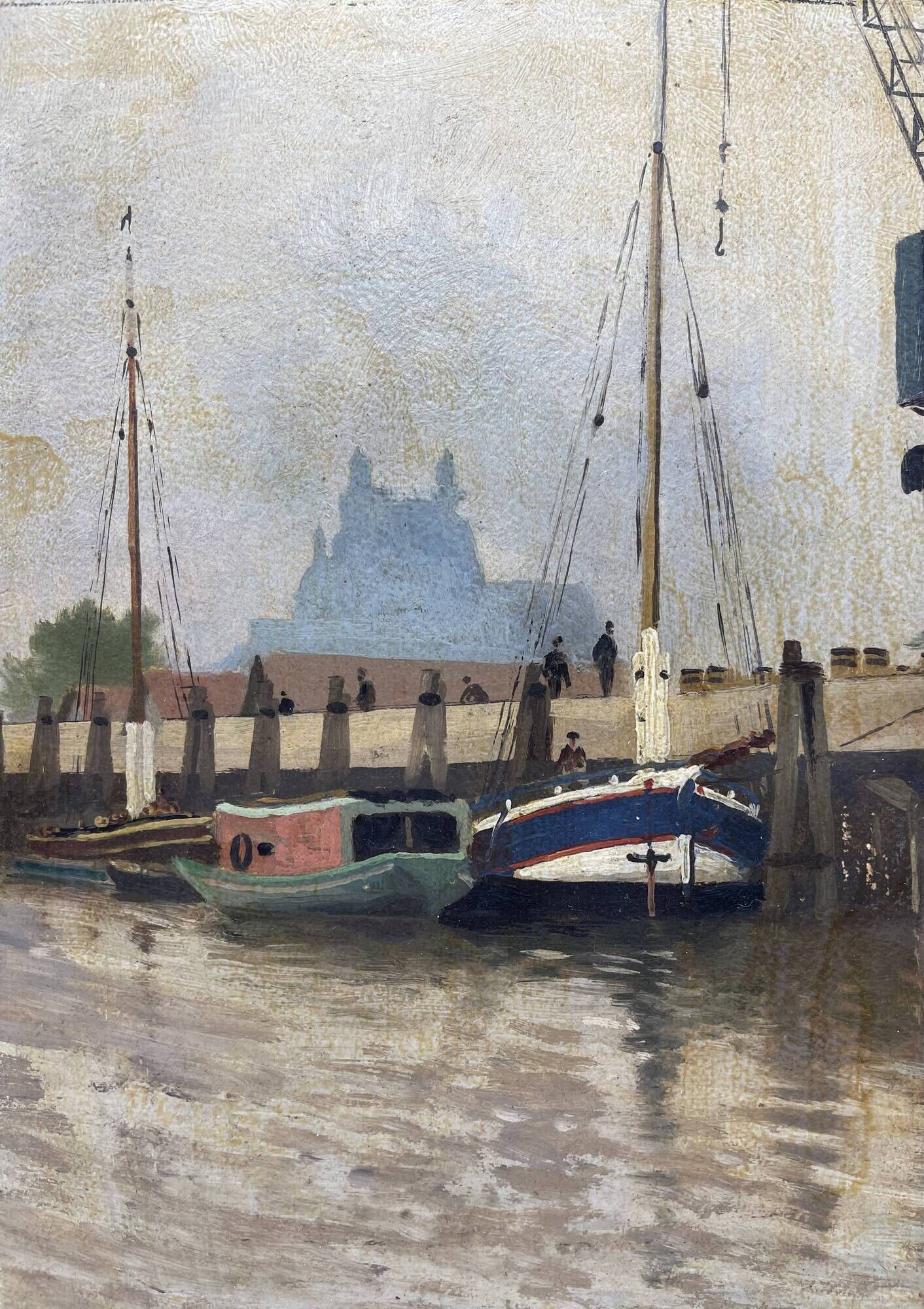 Painting of the port of Bordeaux signed Louis Billiard 1938