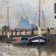Painting of the port of Bordeaux signed Louis Billiard 1938