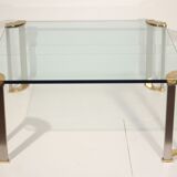 Table basse en bronze & verre trempé par Peter Ghyczy, 1970s