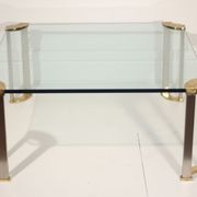 Table basse en bronze & verre trempé par Peter Ghyczy, 1970s