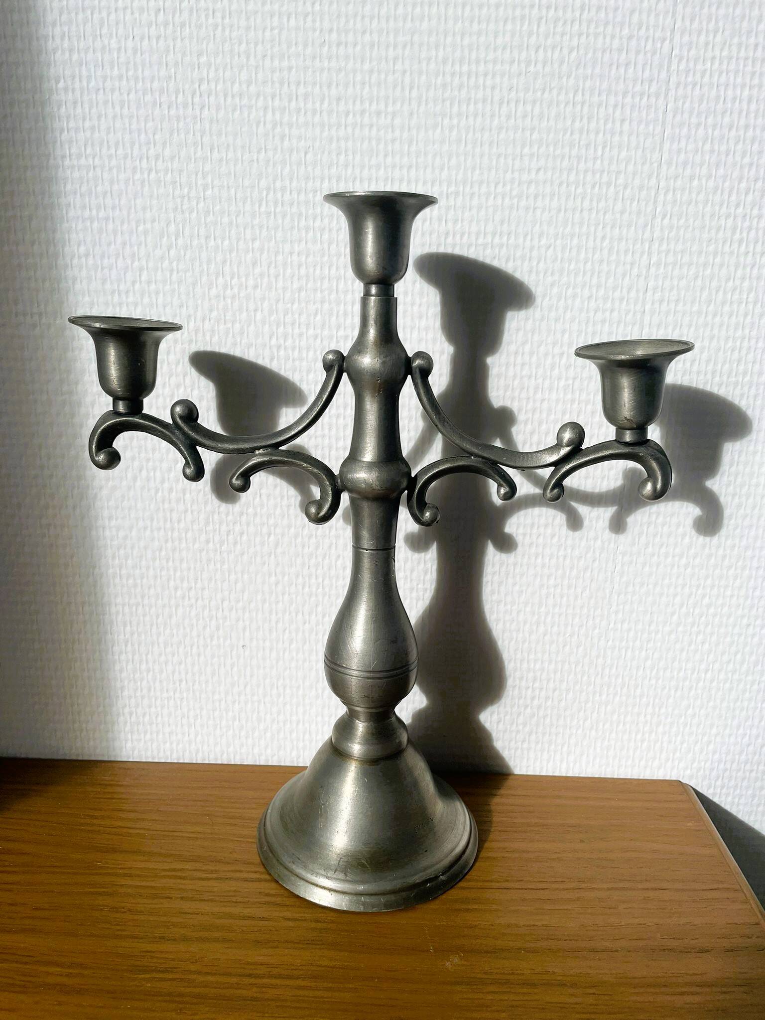 Three-branch candlestick in pewter