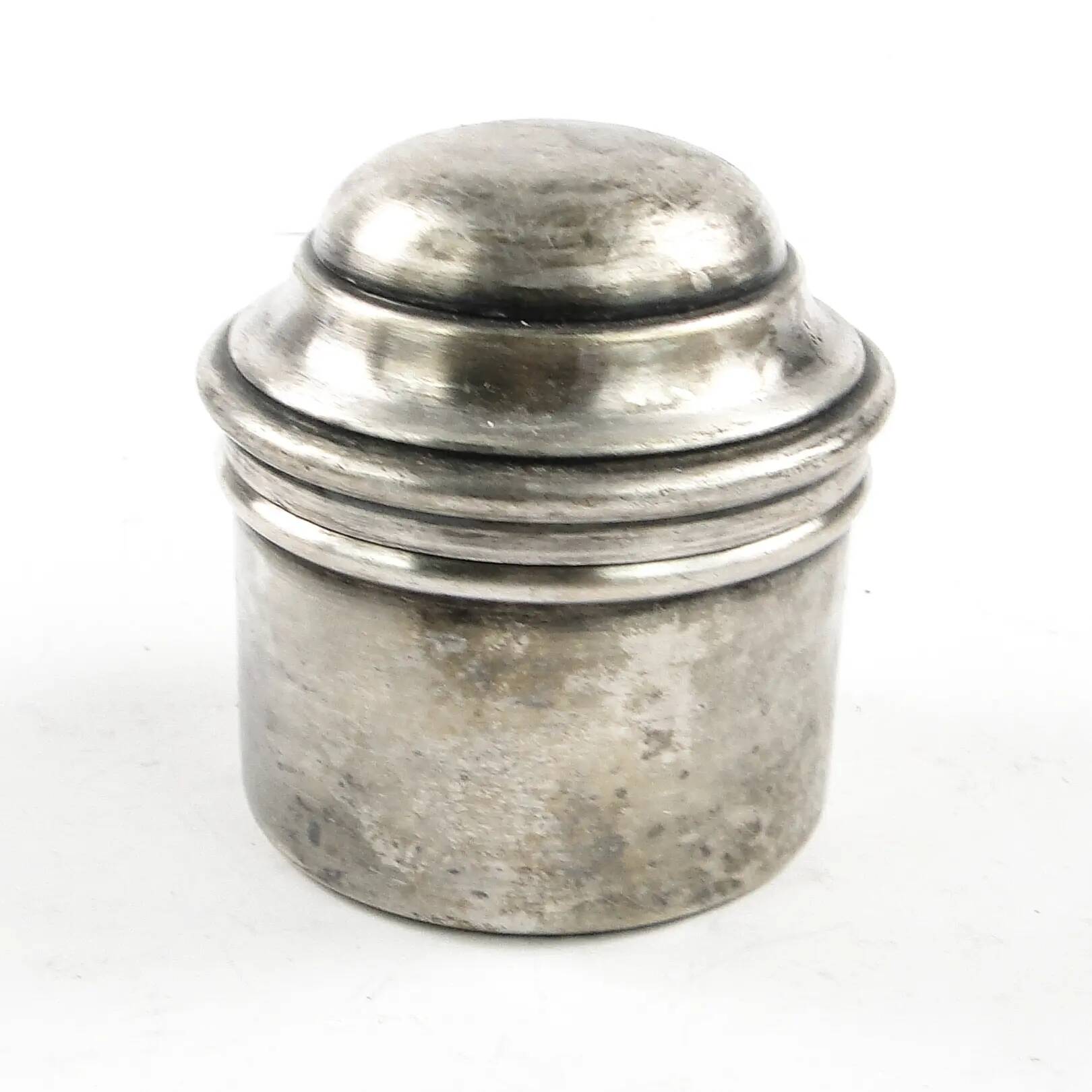 Eclectic pill box, silver-plated brass, Poland, 19th century