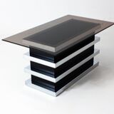 Table basse vintage noire et chromée par Belgo Chrom, 1970