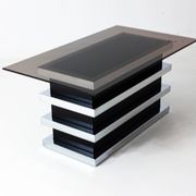 Table basse vintage noire et chromée par Belgo Chrom, 1970