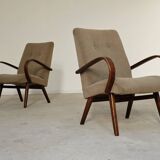 Pair of grey mottled armchairs by Jaroslav Smidek for TON Bystrice