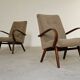 Pair of grey mottled armchairs by Jaroslav Smidek for TON Bystrice