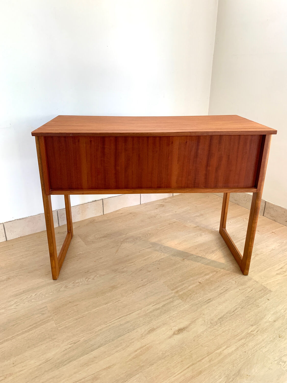 Scandinavian wooden desk sled feet