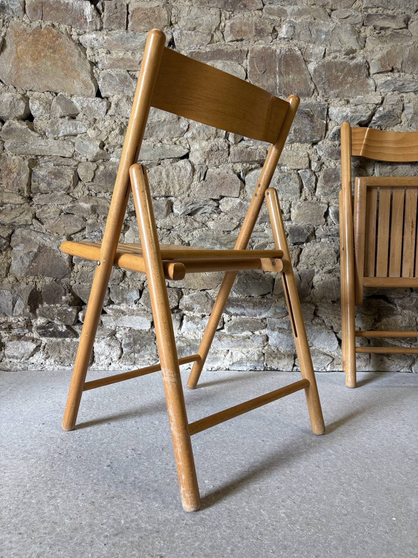 4 folding wooden chairs for Habitat, 1980