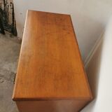 Vintage chest of drawers with compass legs, in oak.