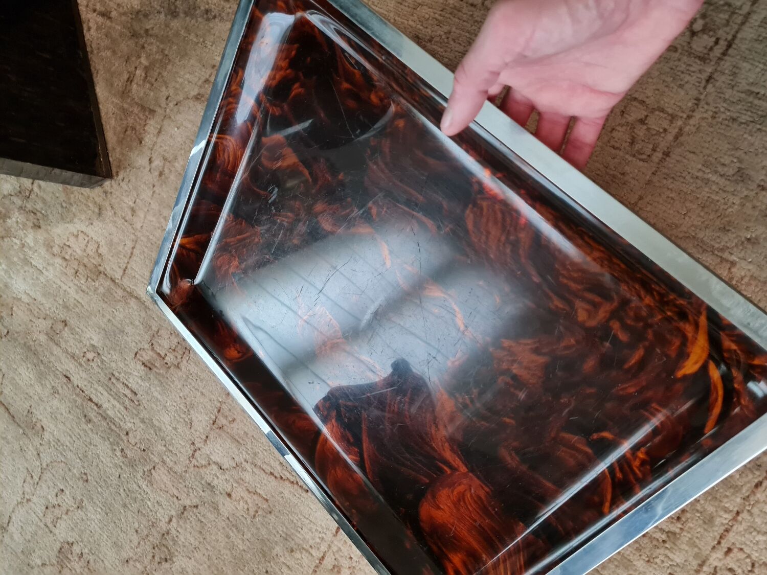 Lucite tortoiseshell and silver metal style