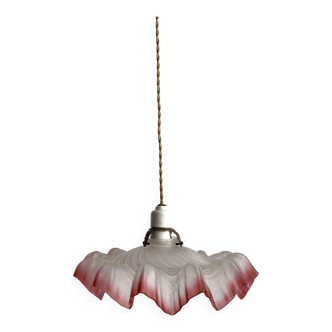 Antique opaline twisted glass pendant light