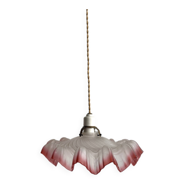 Antique opaline twisted glass pendant light