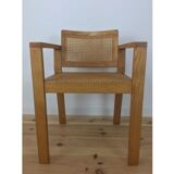 Chaise cannée à accoudoirs 1960