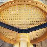 Fauteuil de bureau bois courbé et rotin