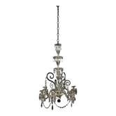 Lustre ancien en verre à 6 lumières du XIXe siècle