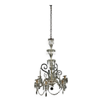 Lustre ancien en verre à 6 lumières du XIXe siècle