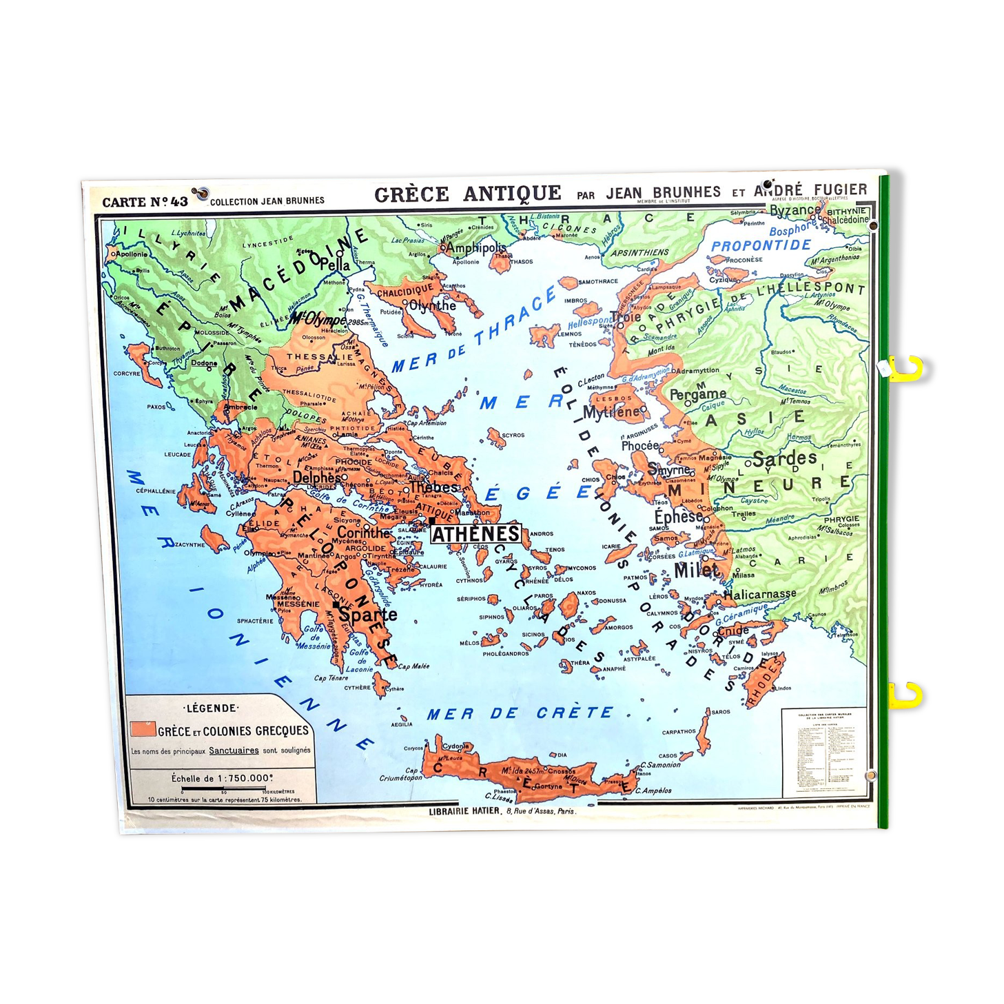 Carte 43 - rome antique - grèce antique - hatier - jean brunhes - andré fugier