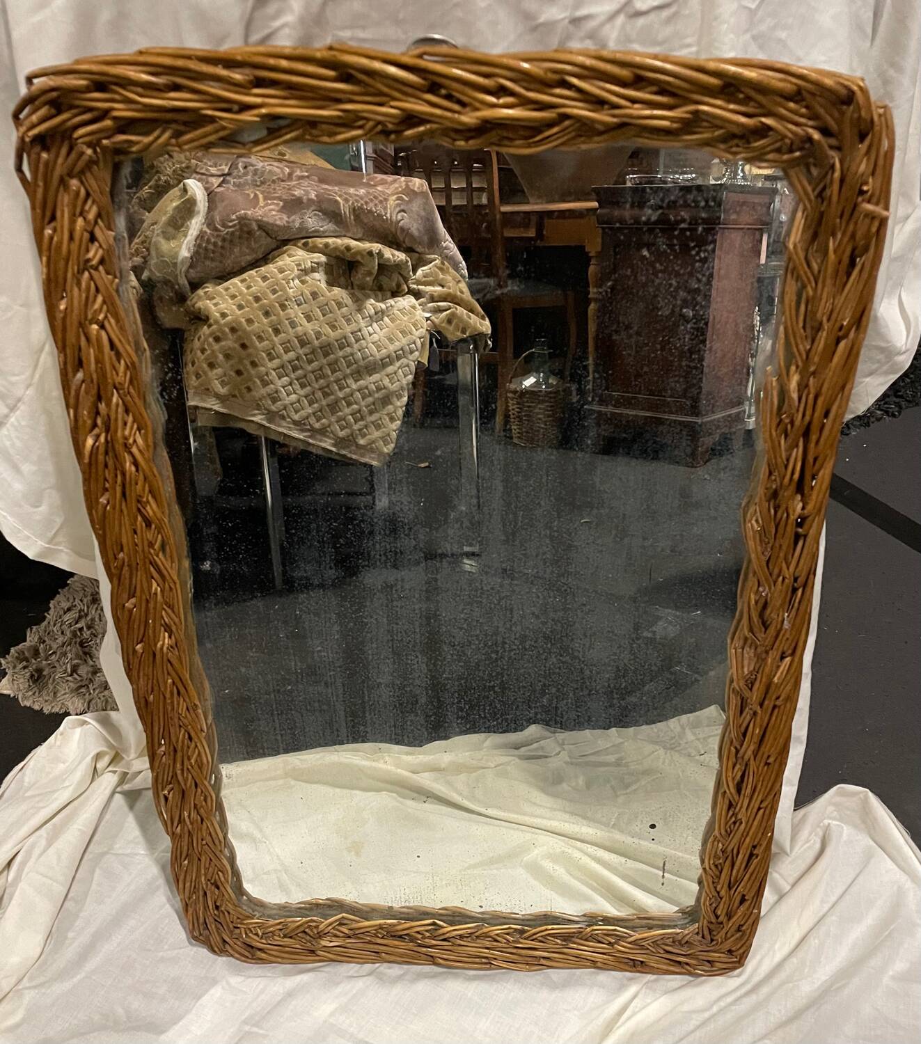 Vintage wicker mirror 1950