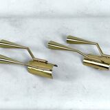 Mid-Century Modern pair of brass Oscar Torlasco attributable sconces. Italy 1950s