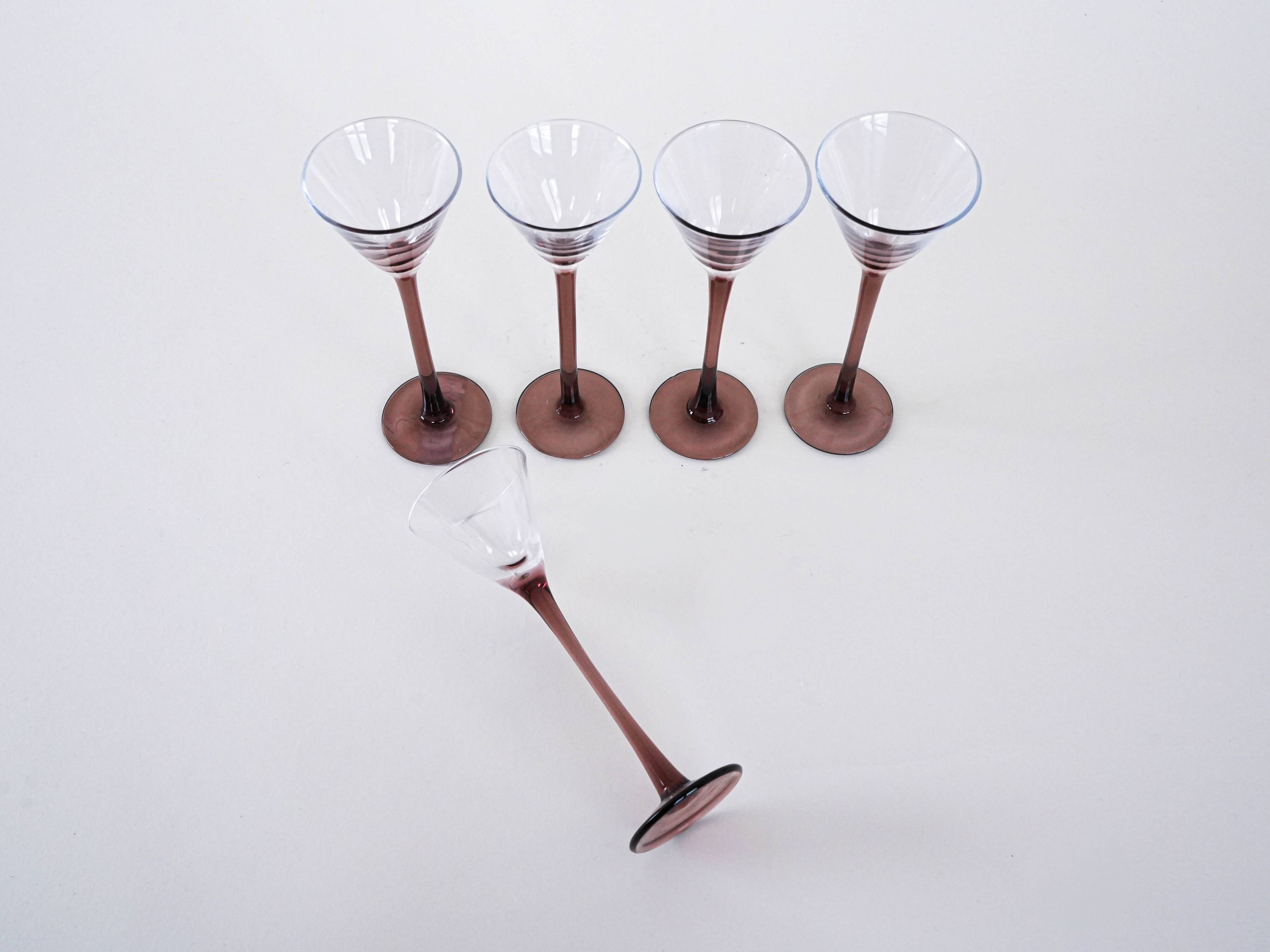 Set of five glasses, Danish design, 1970s, manufactured in Denmark