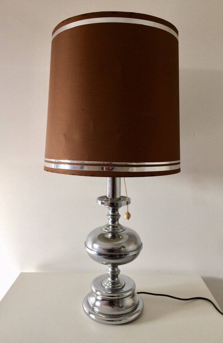 Large Mid-Century Italian Chrome Table Lamp, 1960s