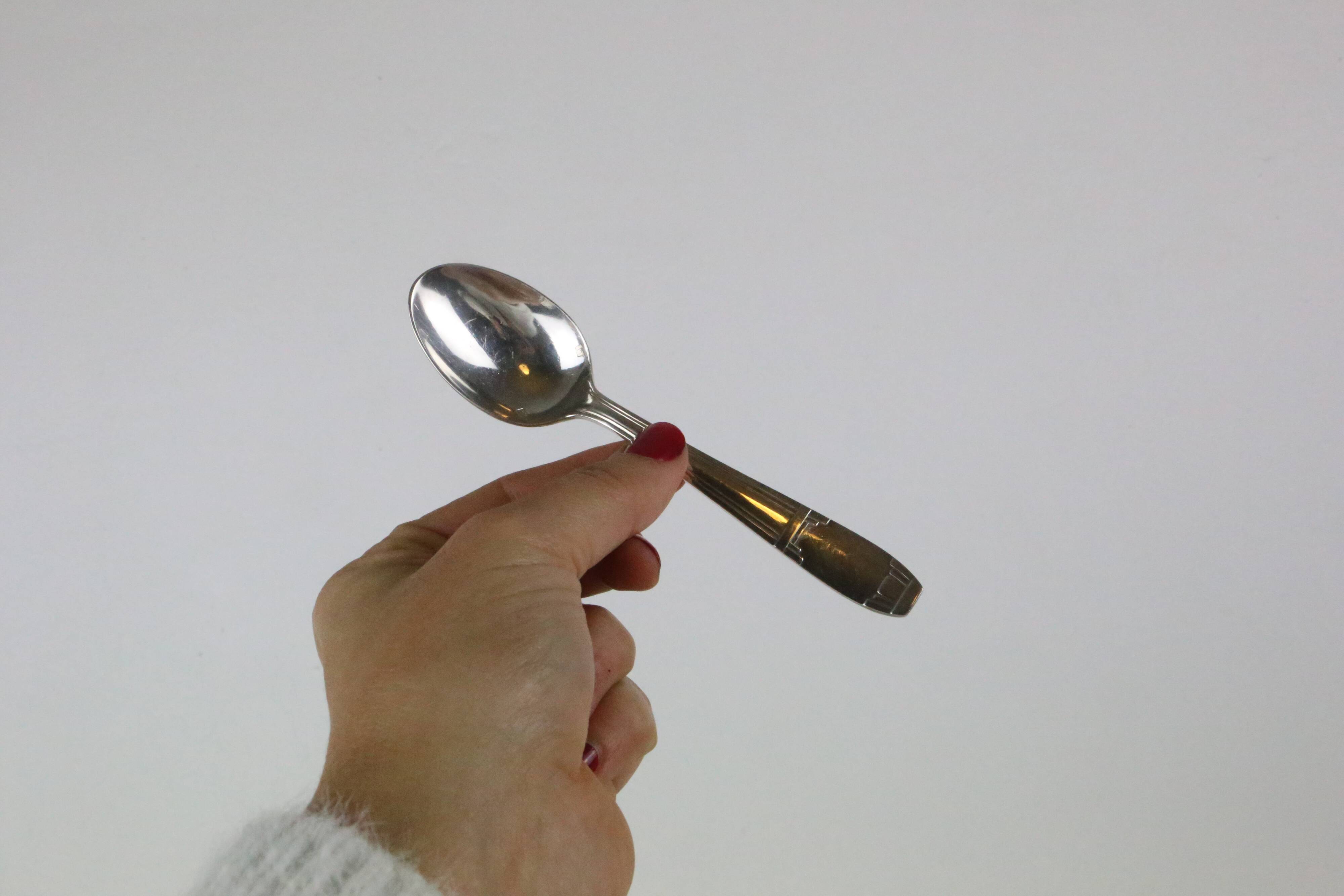 Silver metal cutlery set, vintage
