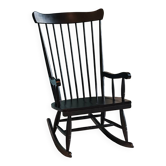 Fauteuil à bascule, rocking-chair en bois noir de style scandinave, 1960