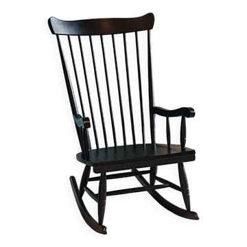 Rocking Chair Black Wood Vintage 1960 — Scandinavian Style