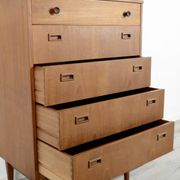 Midcentury Chest of Drawers / Tall Boy in Teak by Nathan. Vintage Modern / Retro / Danish Style / Sc