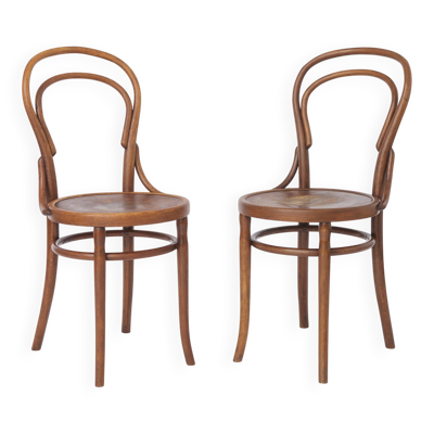 Paire de chaises en bois cintré antiques   Chaises de salle à manger en hêtre autrichien   Années 1930