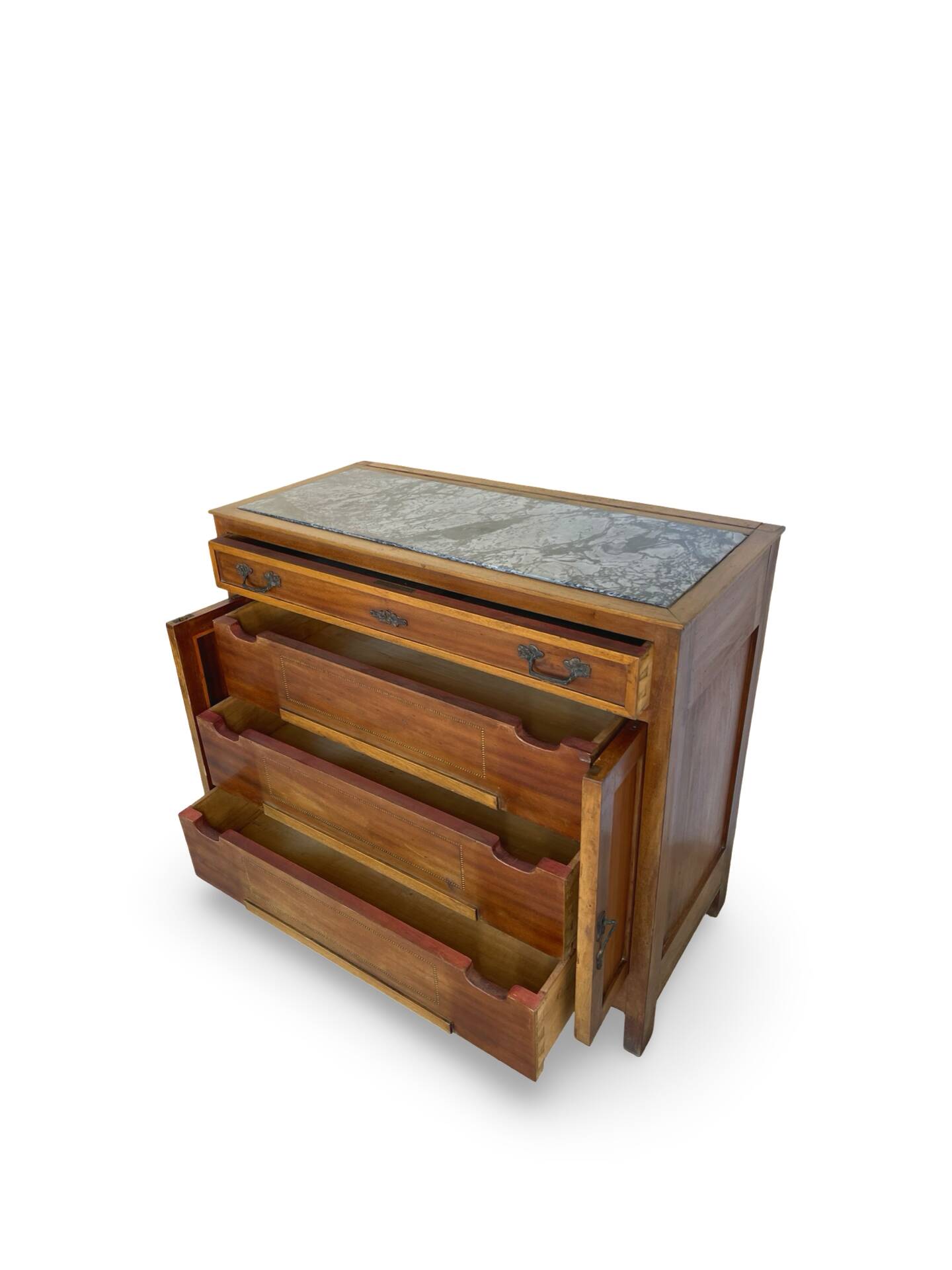 Commode de style Art Déco en bois de cerisier et noyer.