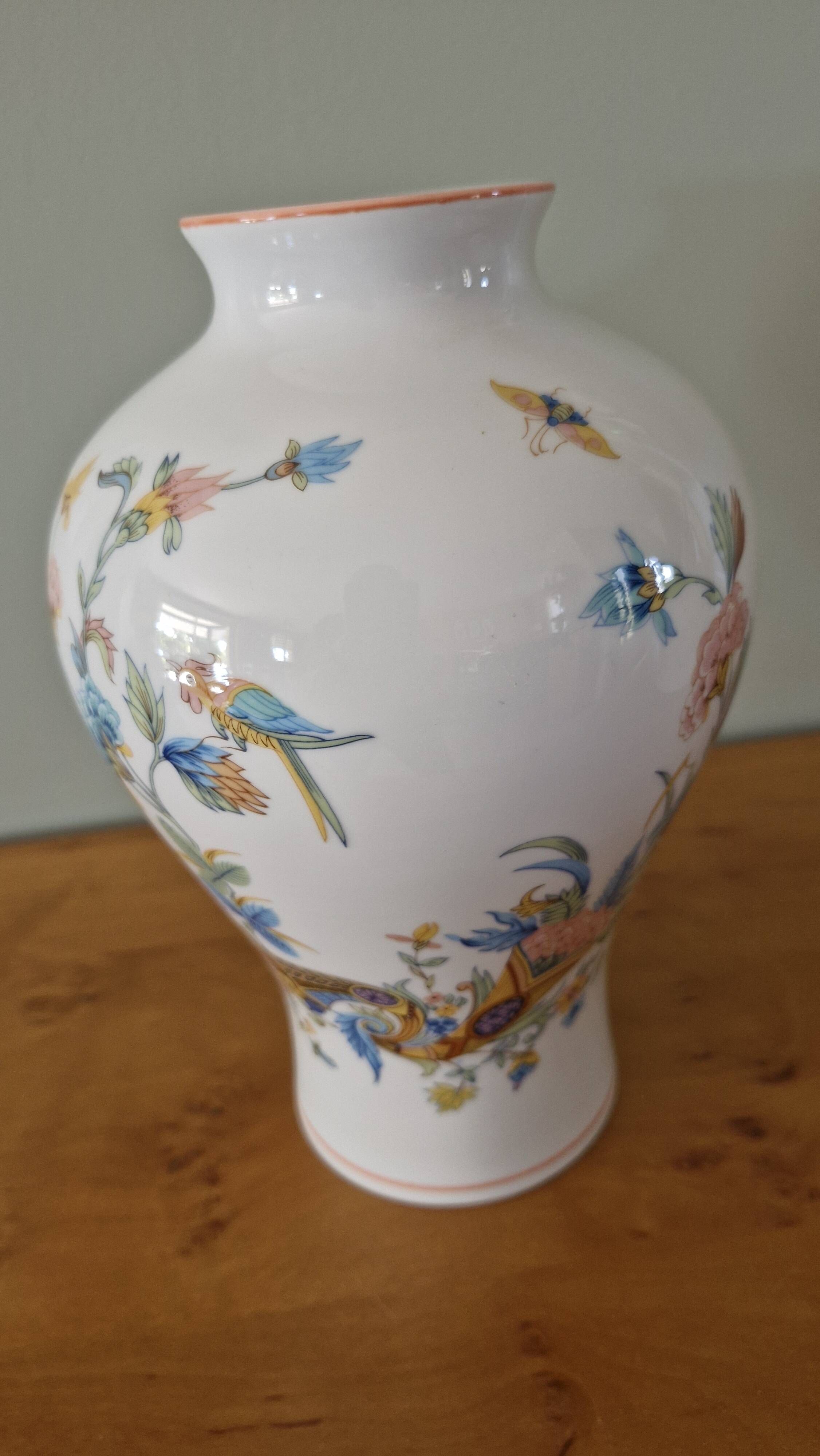 Vintage Limoges porcelain vase Paradise Bird decor 22 cm