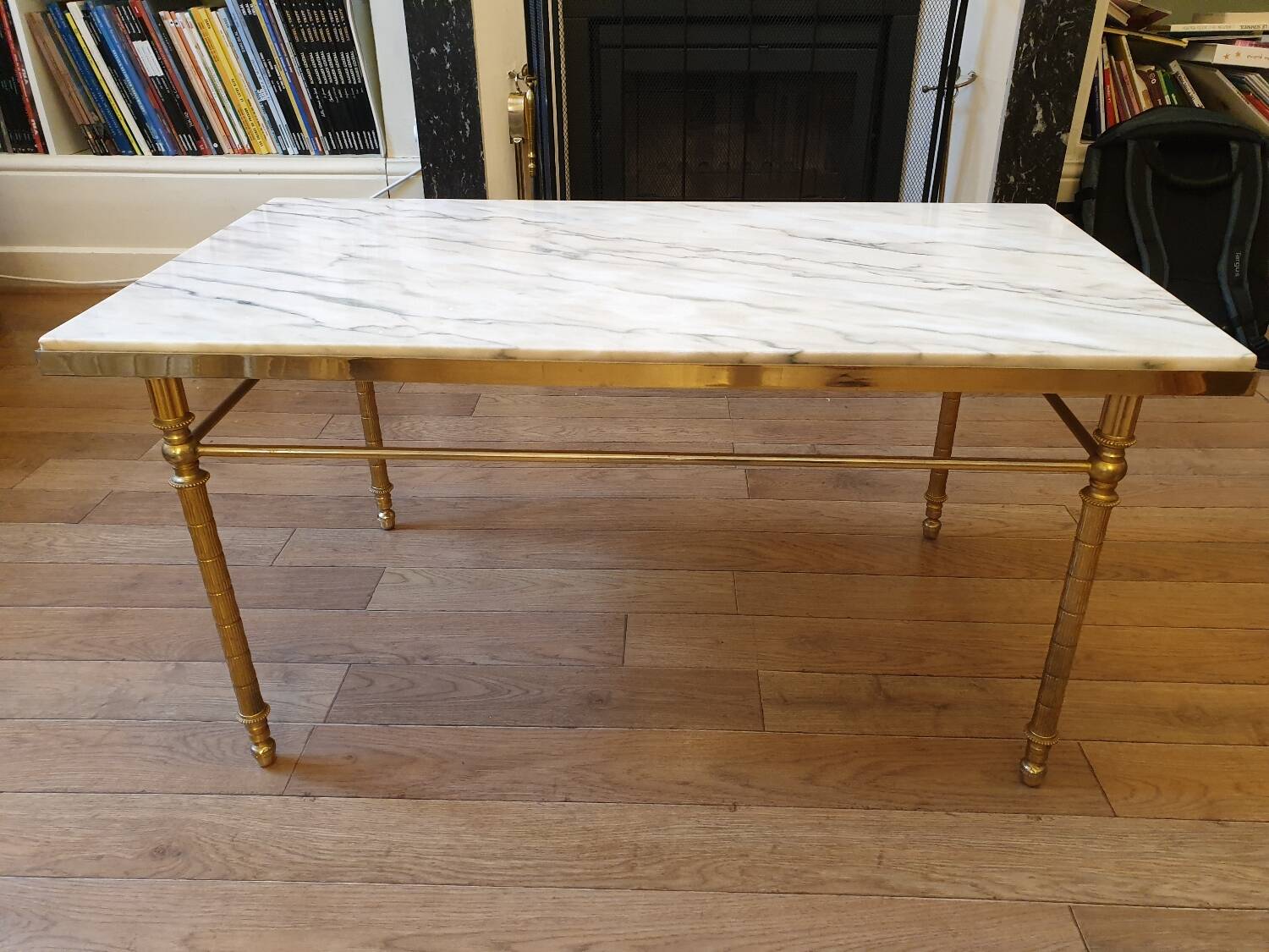 Louis XV marble and brass coffee table