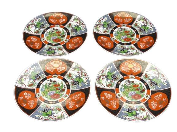 Set of 4 vintage Taous porcelain dessert plates, Morocco