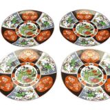 Set of 4 vintage Taous porcelain dessert plates, Morocco