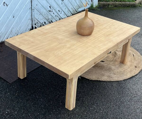 Table basse de ferme rénovée en bois massif brut 1 tiroir