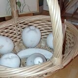 Basket and wooden fruit
