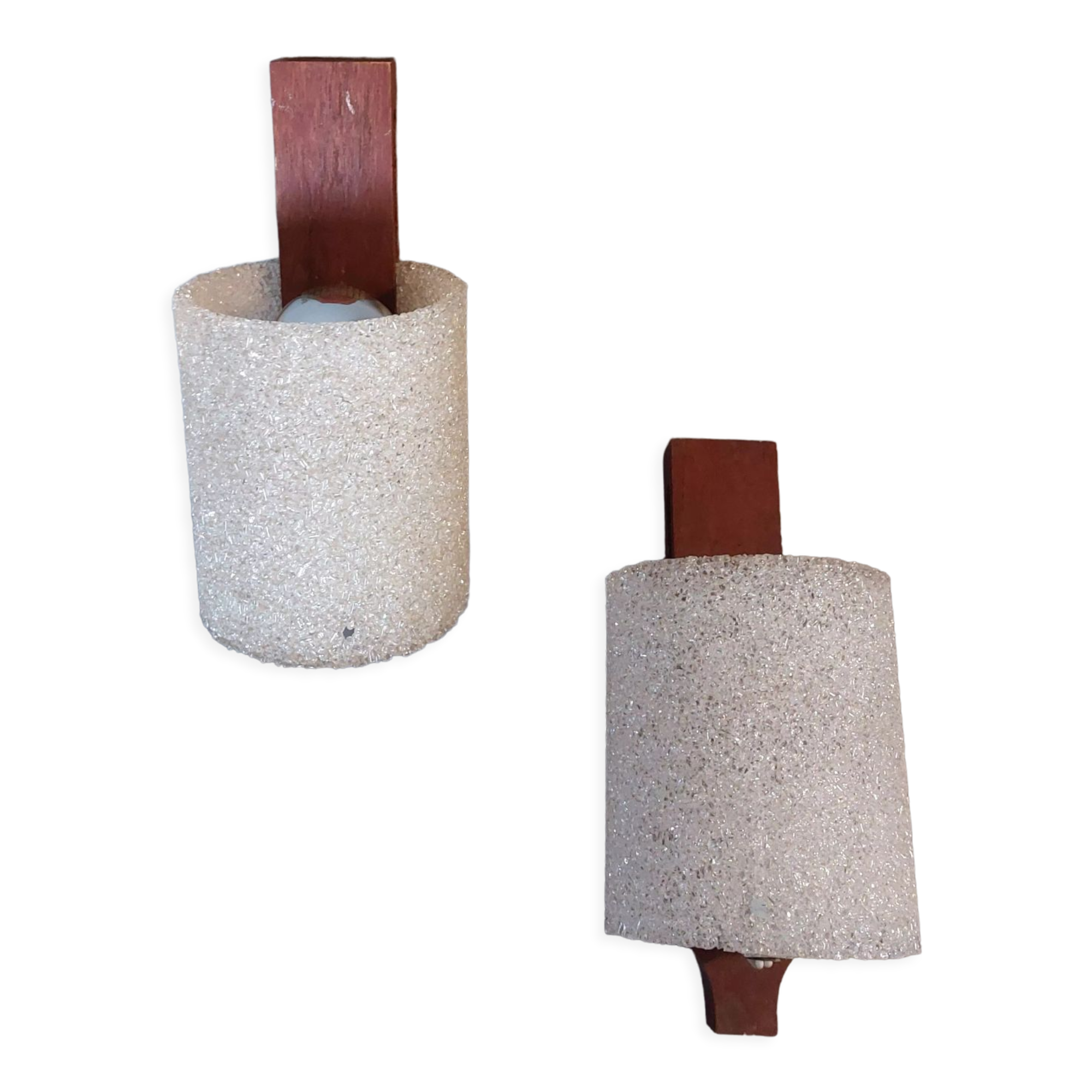 Pair of Scandinavian teak and perspex sconces Vintage 1960