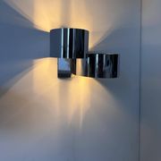 Pair of vintage wall lights, chrome metal, France 1970