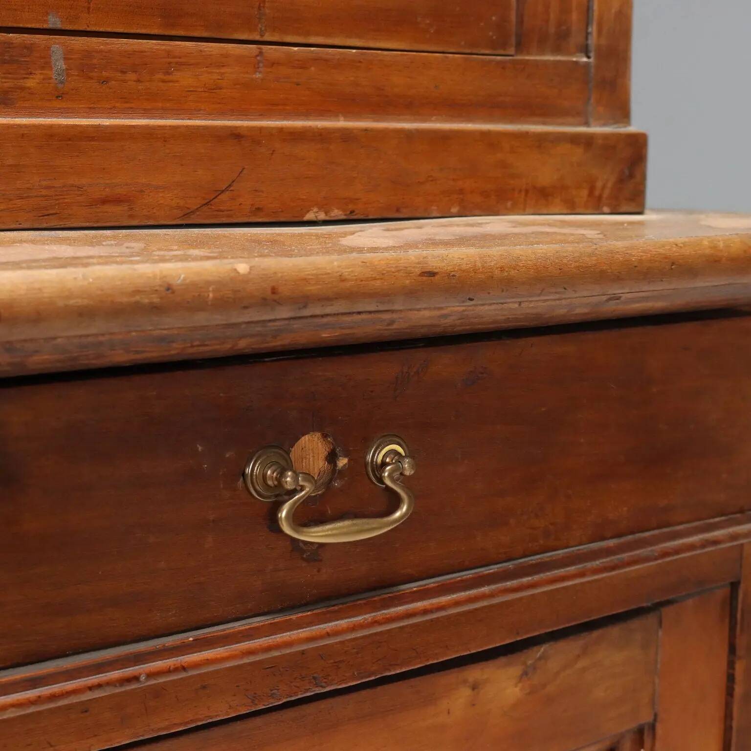 Antique walnut display cabinet, Italy, 19th century