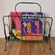 Magazine holder in green scoubidou and black metal from the 60s