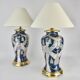 1980s set of Chinese porcelain table lamps