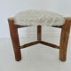 Scandinavian stool "mountain chalet" tripod wood, seat in vintage moumoute