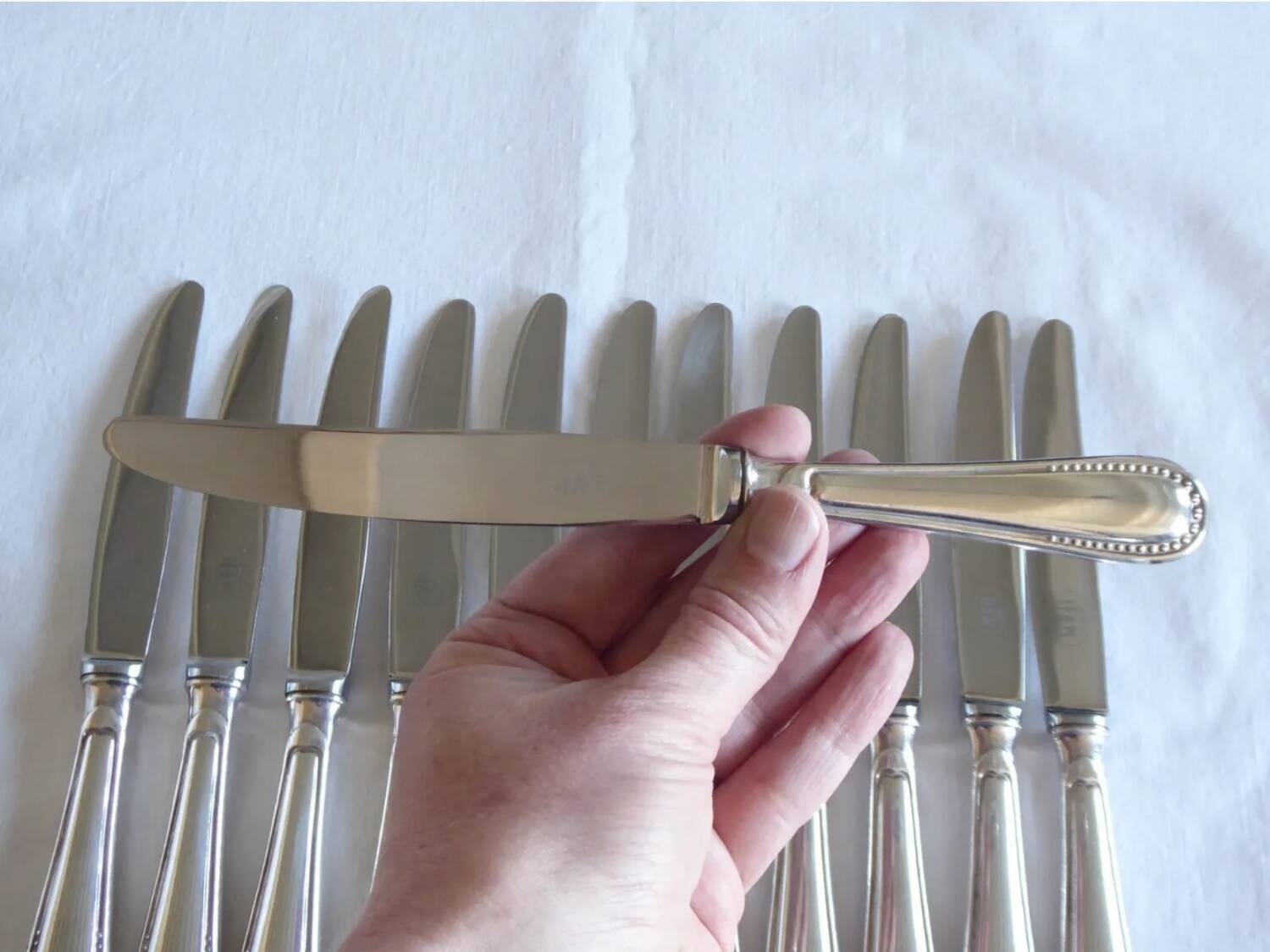 12 sfam dessert knives silver metal 21 cm