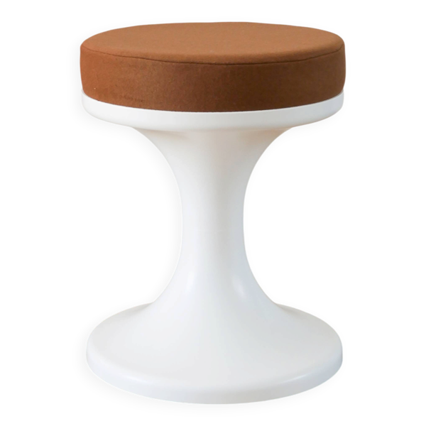 Tabouret tulipe en Plastique et Laine, Mocha Mousse, Design Space Age, 1970
