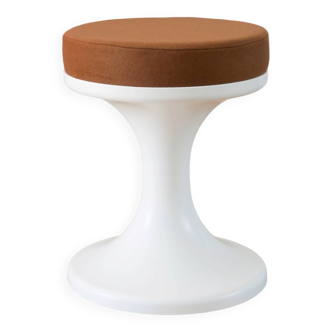Tulip stool in Plastic and Wool, Mocha Mousse, Space Age Design, 1970