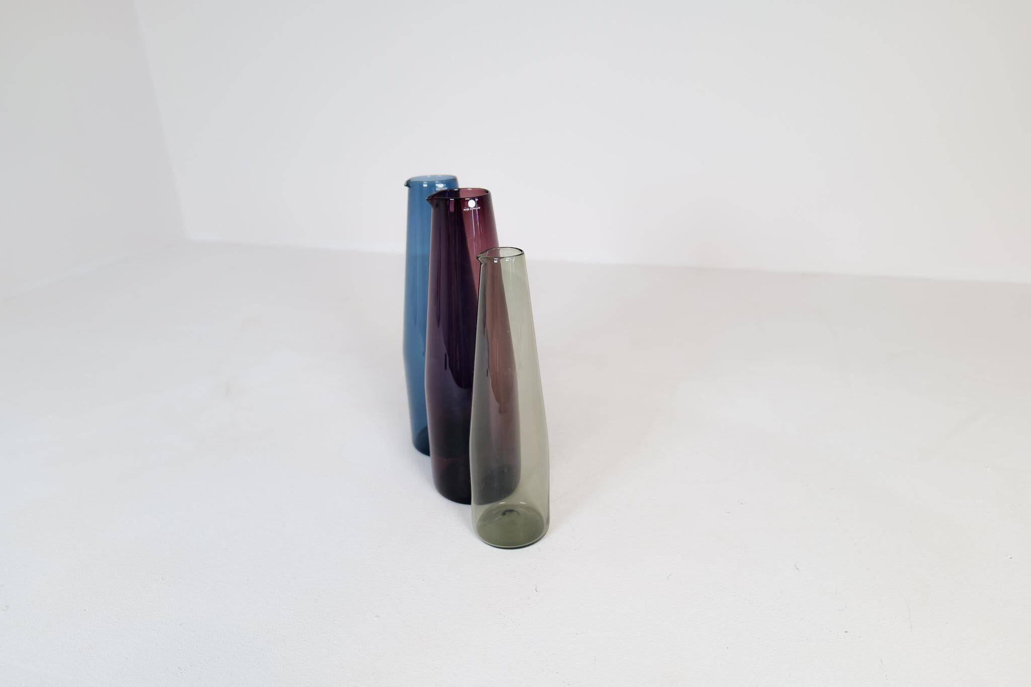 Midcentury Collection of 3 Bird Carafes by Iittala, Timo Sarpaneva, Finland, 1950s